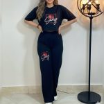 ️ست کراپ و شلوار چاپ IM عمده (پک 6 عددی)️