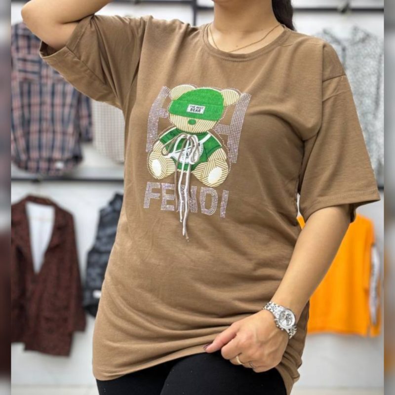 ️تیشرت لانگ لش تدی نگینی عمده (پک 6 عددی)