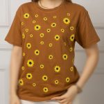 تیشرت نیم آستین چاپ بابونه عمده (پک 6 عددی)