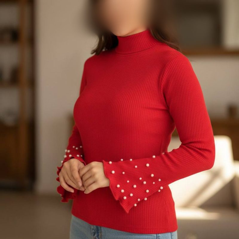 ️بلوز یقه ۵ سانت آستین کلوش عمده (پک 6 عددی)