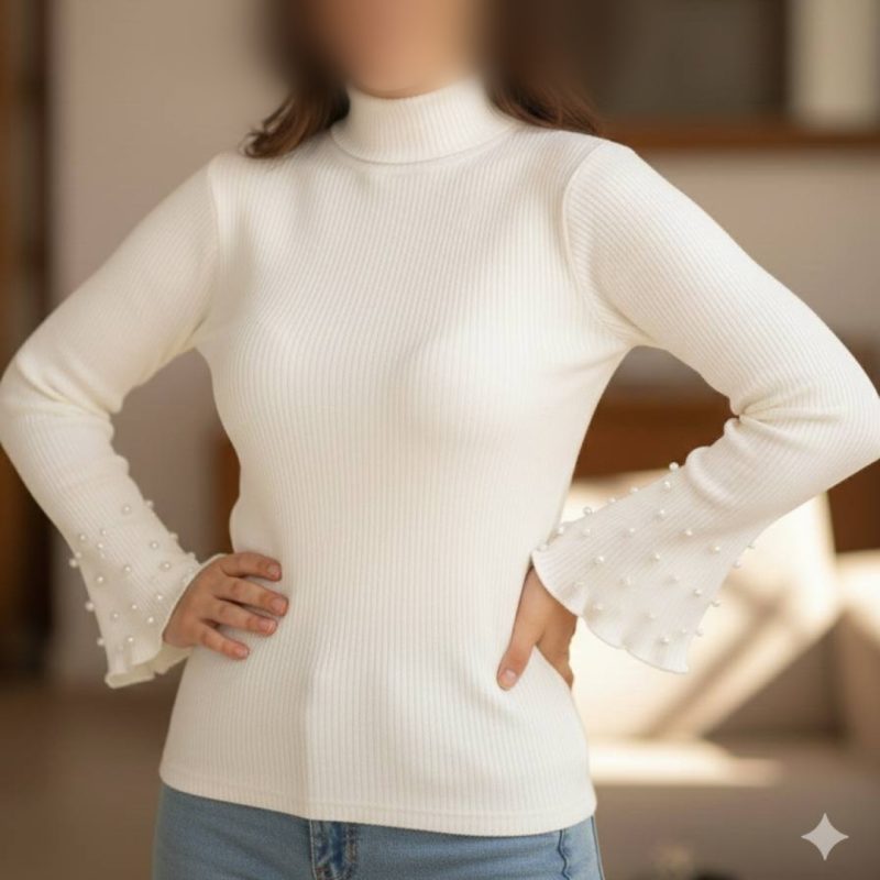 ️بلوز یقه ۵ سانت آستین کلوش عمده (پک 6 عددی)