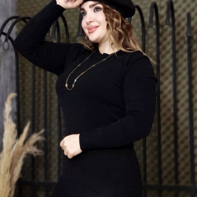 ️زیر سارافن بافت باتو مشکی (پک 6 عددی)