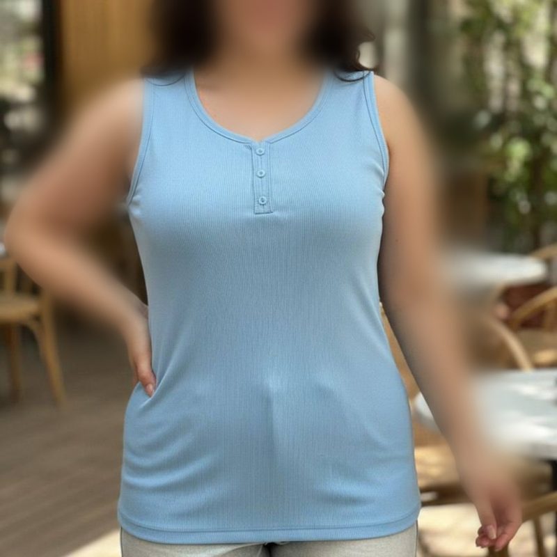 ️تاپ یقه هفت ۳ دکمه قواره دار عمده (پک 6 عددی)️