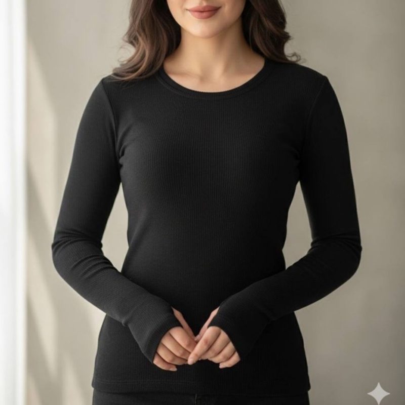 بلوز بیسیک یقه گرد فینگر عمده (پک 6 عددی)