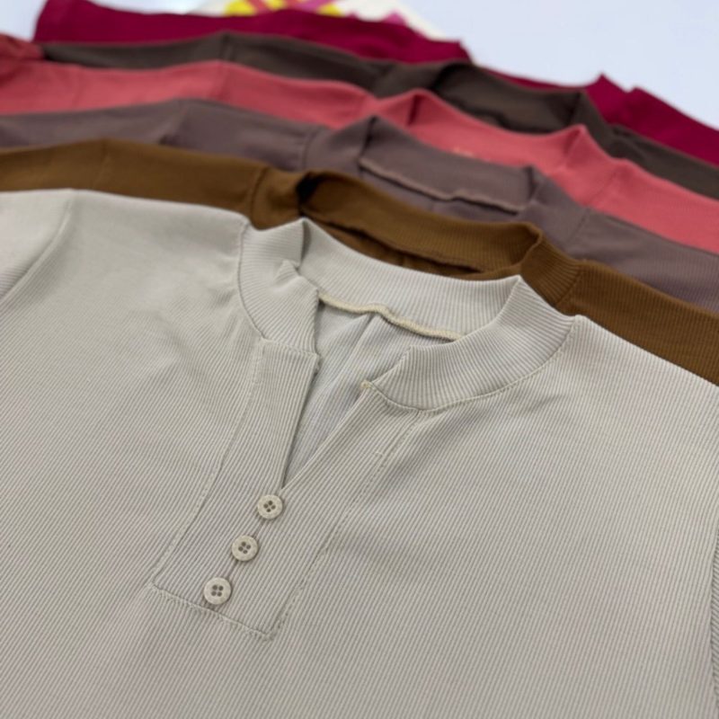 تیشرت یقه ۳ دکمه قاپک دار عمده (پک 6 عددی)