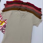 تیشرت یقه ۳ دکمه قاپک دار عمده (پک 6 عددی)