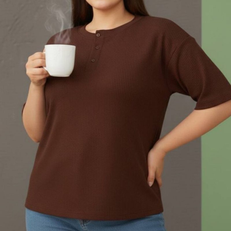 تیشرت جلو ۳دکمه قواره بزرگ عمده (پک 6 عددی)