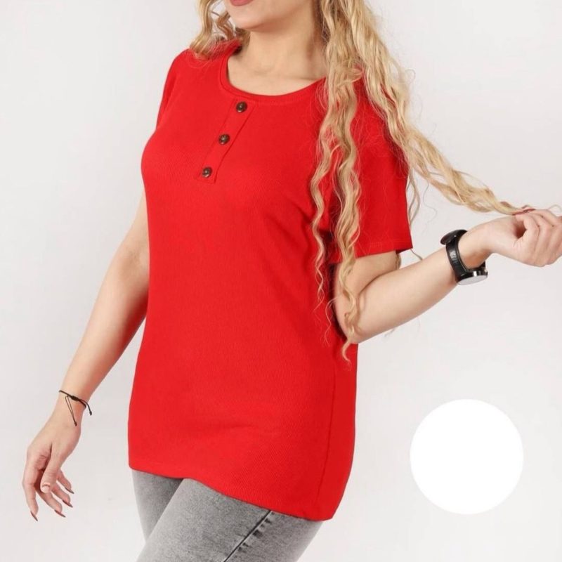 تیشرت جلو ۳دکمه قواره بزرگ عمده (پک 6 عددی)