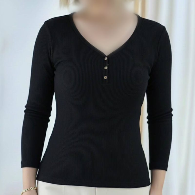 ️بلوز استین دار یقه ۳ دکمه عمده (پک 4 عددی)️