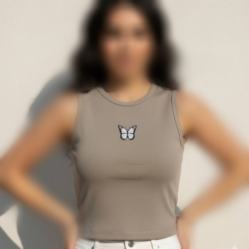 ️تاپ حلقه ای چاپ پروانه عمده (پک 6 عددی)️