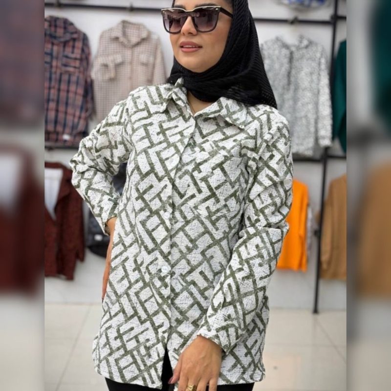 شومیز مانتویی تک جیب فندی عمده (پک 4 عددی)