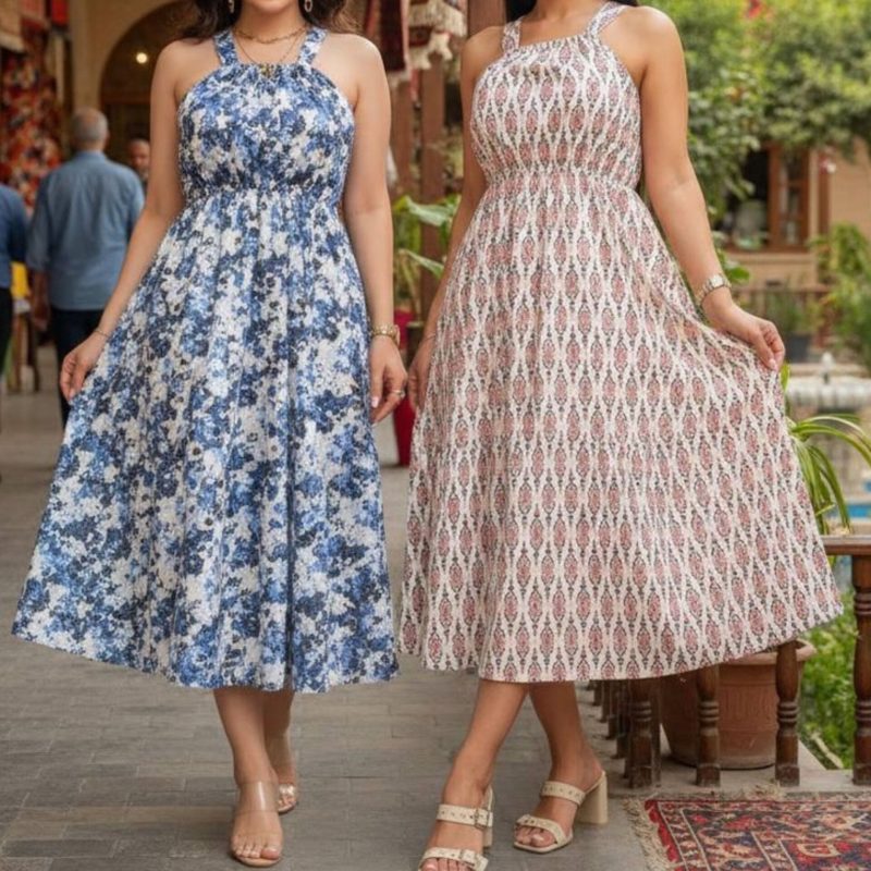 سارافون ساحلی طرح دار قد ۱۲۰ عمده (پک 6 عددی)