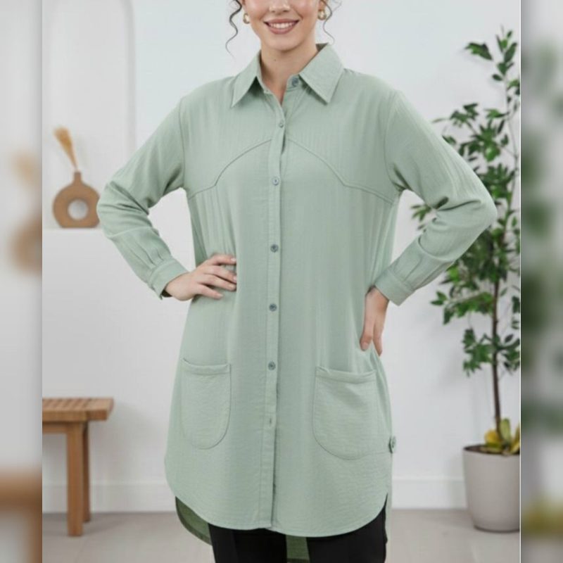 مانتو بلند و قواره دار ۲ جیب عمده (پک 5 عددی)