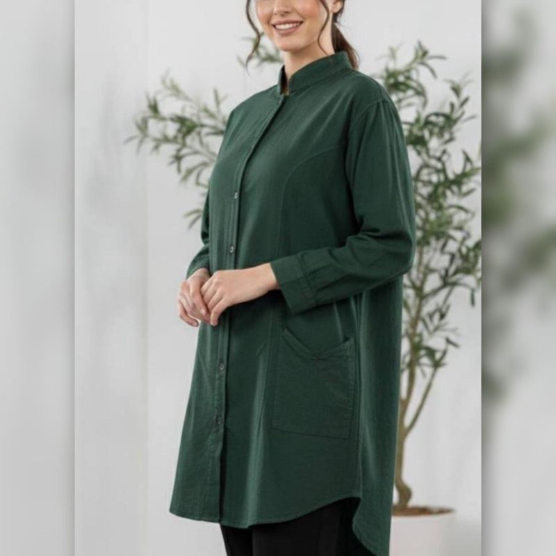 مانتو بلند و قواره دار ۲ جیب عمده (پک 5 عددی)