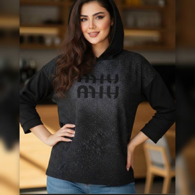 بلوز کلاه دار استین ۳ ربع  عمده (پک 4 عددی)
