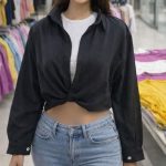 شومیز گره ای با کراپ سفید عمده (پک 7 عددی)