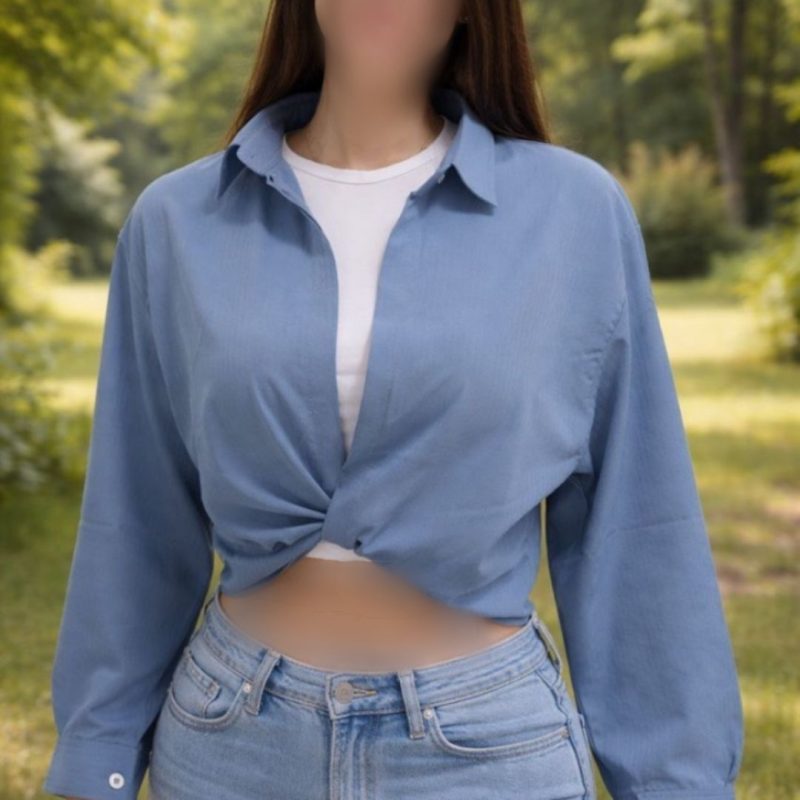 شومیز گره ای با کراپ سفید عمده (پک 7 عددی)