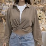 شومیز گره ای با کراپ سفید عمده (پک 7 عددی)