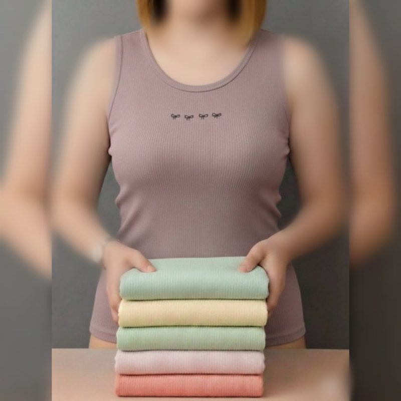 تاپ زنانه بیسیک چاپ پاپیون‌ عمده (پک 6 عددی)