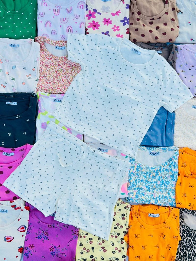 ست کراپ و‌ شورتک zara عمده (پک 6 عددی)