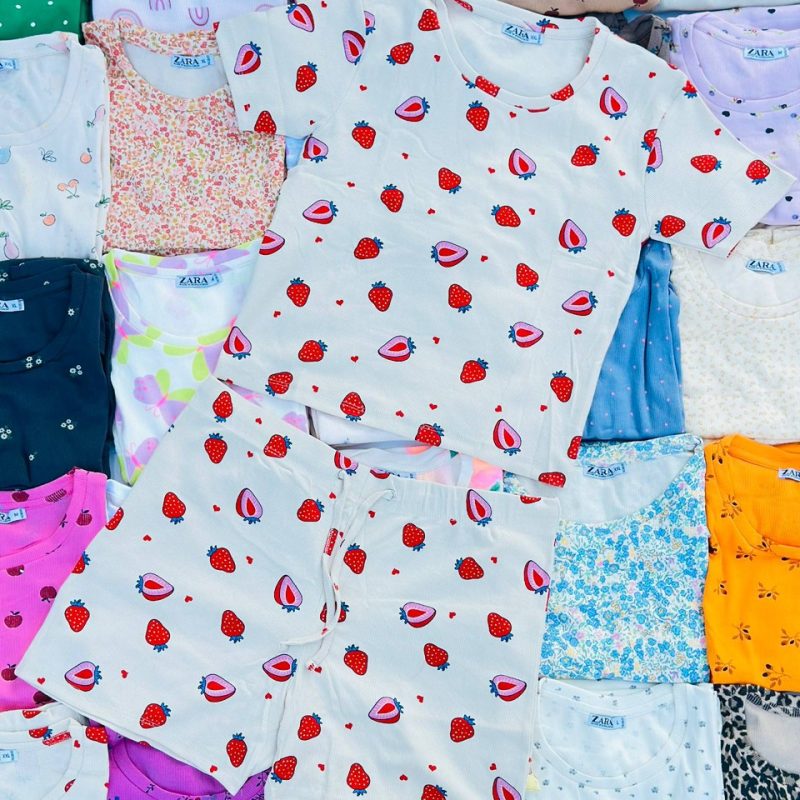 ست کراپ و‌ شورتک zara عمده (پک 6 عددی)