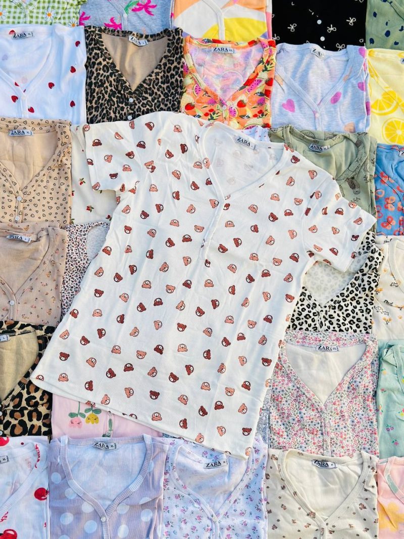تیشرت یقه هفت ZARA عمده (پک 6 عددی)