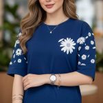 تیشرت آستین گل قواره دار عمده (پک 4 عددی)