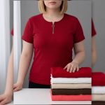 تیشرت نیم آستین(نیم زیپ )عمده (پک 6 عددی)