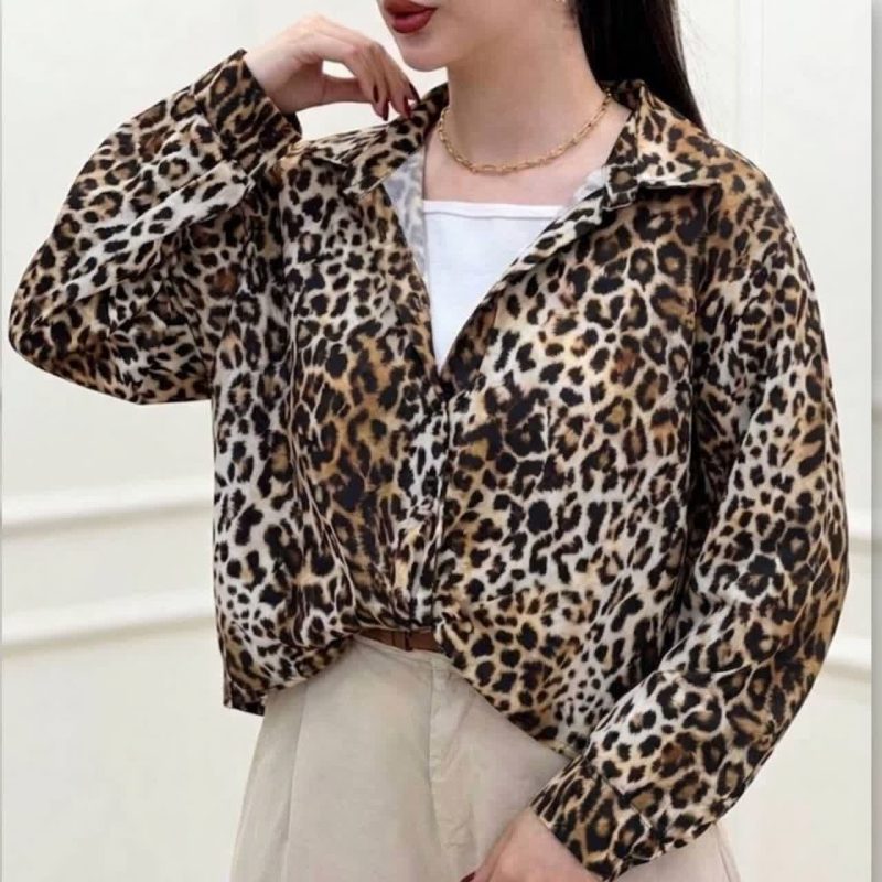 شومیز جلو گره پلنگی عمده (پک 4 عددی)