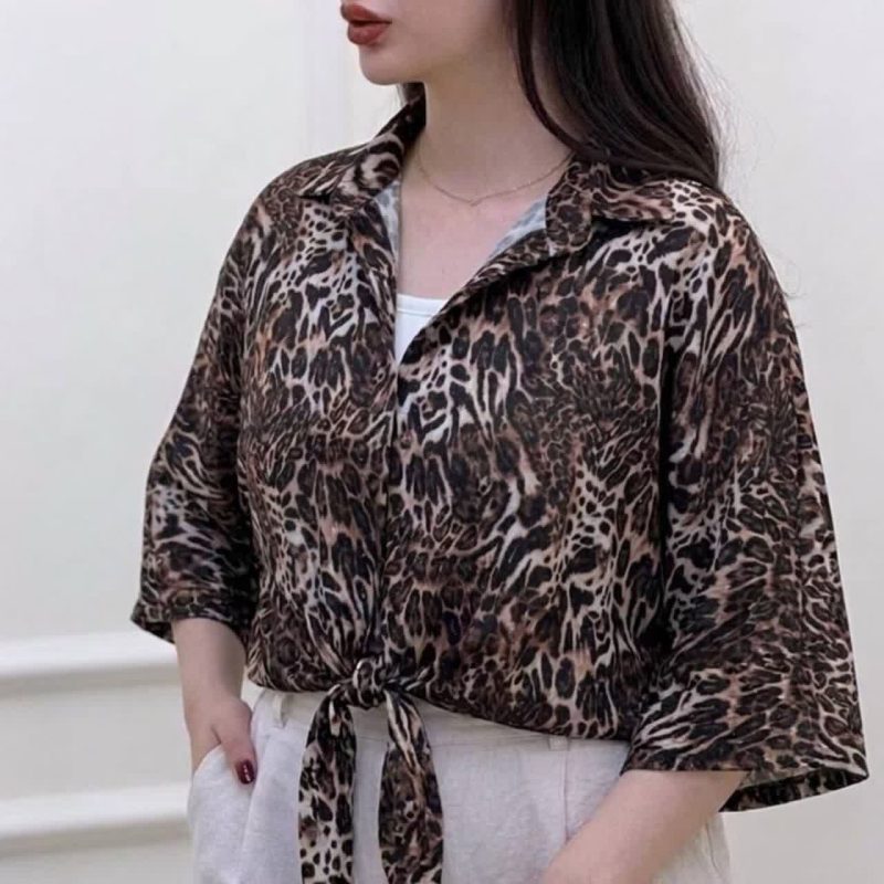 شومیز جلو گره پلنگی عمده (پک 4 عددی)