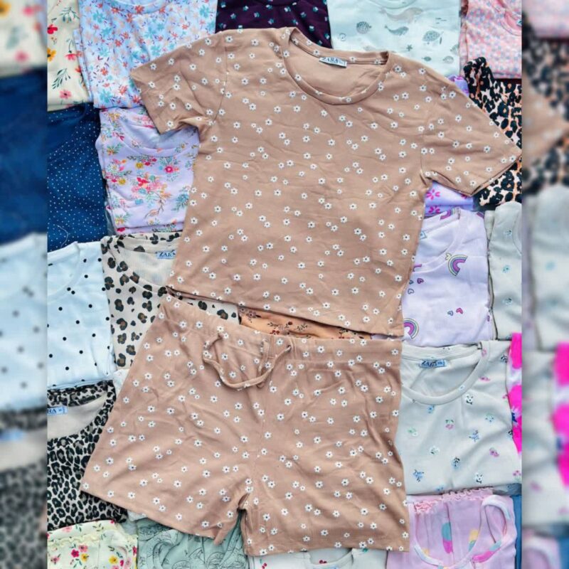 ست کراپ و  شورتک ZARA عمده (پک 6 عددی)