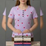 تیشرت یقه گرد ZARA دکمه چوبی عمده (پک 6 عددی)