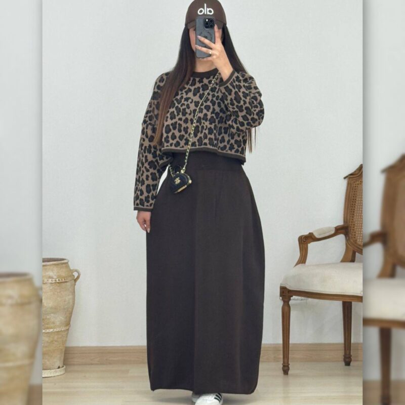 ست بلوز و سارافون پلنگی عمده (پک 2 عددی)