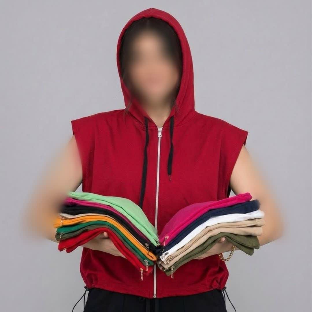 وست کلاهدار جلو زیپ عمده (پک 6 عددی)